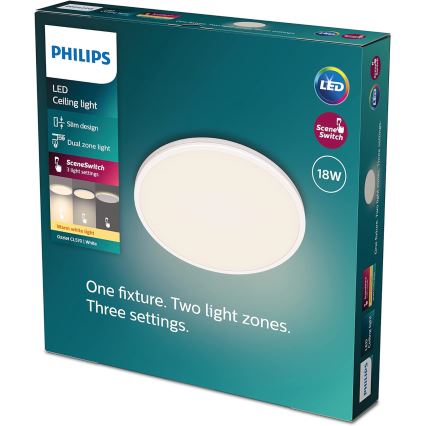 Philips - Plafonnier à intensité variable SCENE SWITCH LED/18W/230V d. 30 cm 2700K blanc