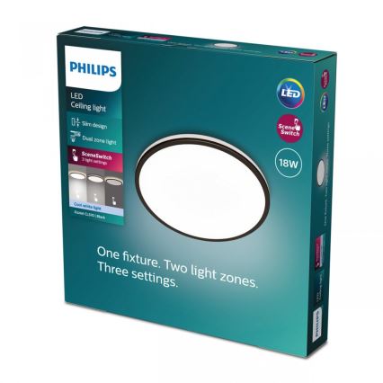 Philips - Plafonnier à intensité variable SCENE SWITCH LED/18W/230V d. 30 cm 4000K noir