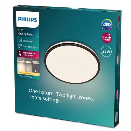 Philips - Plafonnier à intensité variable SCENE SWITCH LED/22W/230V d. 40 cm 2700K noir