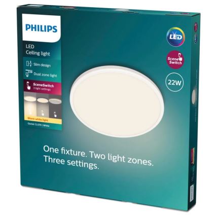 Philips - Plafonnier à intensité variable SCENE SWITCH LED/22W/230V d. 40 cm 2700K blanc