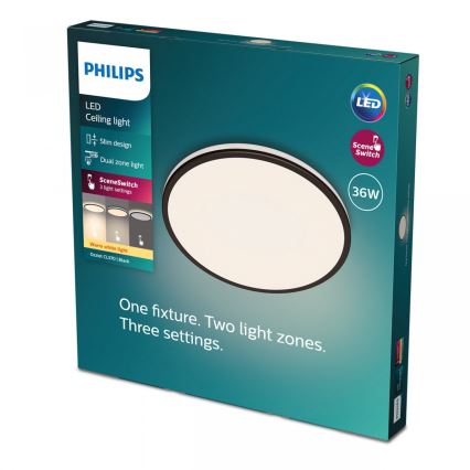 Philips - Plafonnier à intensité variable SCENE SWITCH LED/36W/230V d. 50 cm 2700K noir