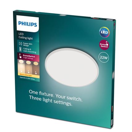 Philips - Plafonnier LED à intensité variable SUPERSLIM SCENE SWITCH LED/22W/230V