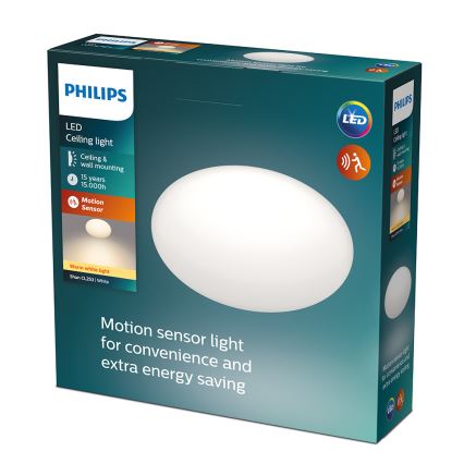 Philips - Plafonnier LED avec détecteur de mouvement, 12 W, 230 V, 2700 K