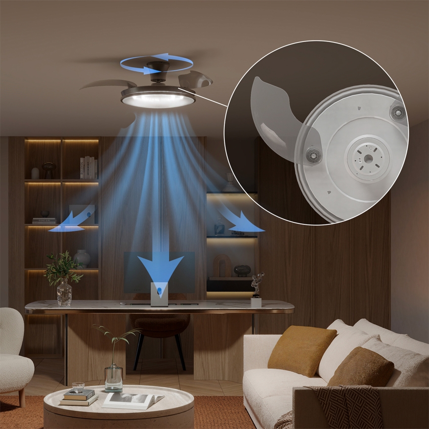Philips - Plafonnier LED dimmable avec ventilateur ATLAS LED/35W/230V chrome mat + télécommande