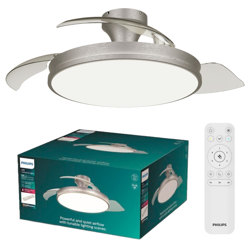 Philips - Plafonnier LED dimmable avec ventilateur ATLAS LED/35W/230V chrome mat + télécommande