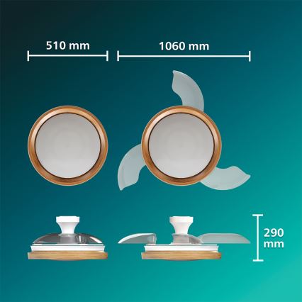 Philips - Plafonnier LED dimmable avec ventilateur BLISS LED/35W/230V brun + télécommande