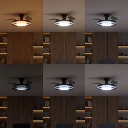 Philips - Plafonnier avec ventilateur LED dimmable BLISS LED/35W/230V noir + télécommande