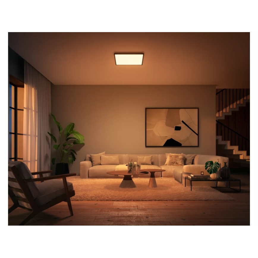 Philips - Plafonnier LED dimmable Hue AURELLE LED/39W/230V 2200-6500K 60x60 cm noir