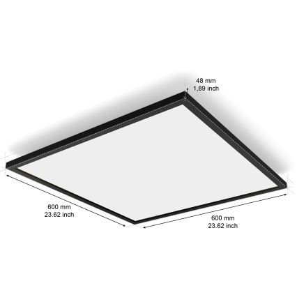 Philips - Plafonnier LED dimmable Hue AURELLE LED/39W/230V 2200-6500K 60x60 cm noir