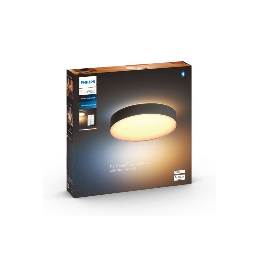 Philips - Plafonnier LED dimmable Hue, 33,5 W, 230 V, 2200–6500 K, Ø 425 mm, noir + télécommande