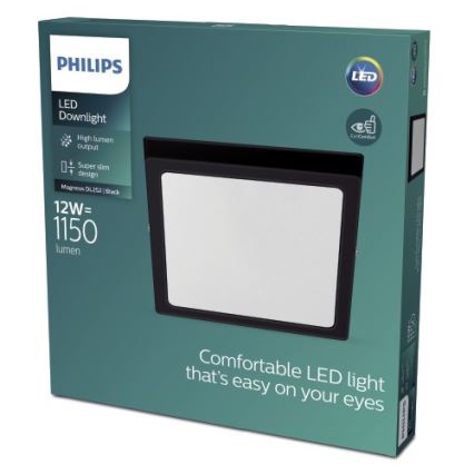 Philips - Plafonnier LED/12W/230V 2700K noir