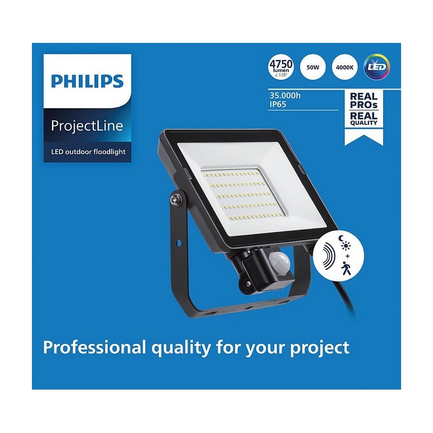 Philips - Projecteur d'extérieur LED avec détecteur PROJECTLINE LED/50W/230V IP65 4000K