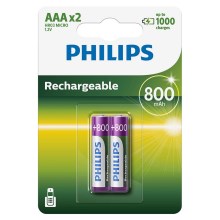 Philips R03B2A80/10 - 2 pc Pile rechargeable AAA MULTILIFE NiMH/1,2V/800 mAh