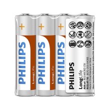 Philips R03L4F/10 - x4 Pile au chlorure de zinc AAA LONGLIFE 1,5V 450mAh