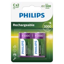 Philips R14B2A300/10 - 2 pc Pile rechargeable C MULTILIFE NiMH/1,2V/3000 mAh
