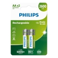 Philips R6B2A260/10 - 2 pcs Pile rechargeable AA MULTILIFE NiMH/1,2V/2600 mAh