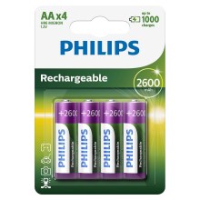 Philips R6B4B260/10 - 4 pc Pile rechargeable AA MULTILIFE NiMH/1,2V/2600 mAh