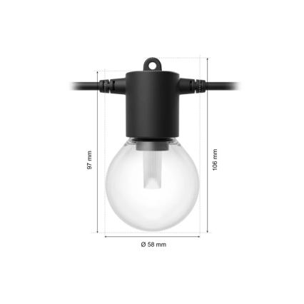 Philips - Guirlande d'extérieur extensible et dimmable à LED RGBW Hue FESTAVIA 20xLED 14m IP65