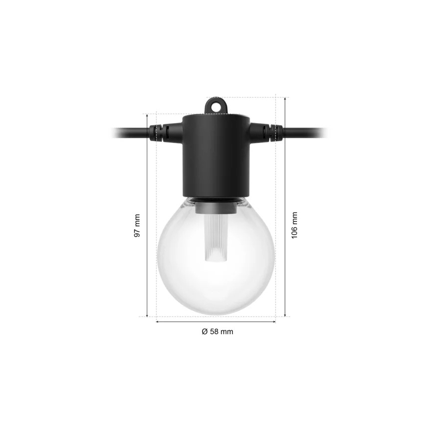 Philips - Guirlande d'extérieur extensible et dimmable à LED RGBW Hue FESTAVIA 20xLED 14m IP65