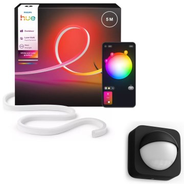 Philips - Ruban LED RGBW dimmable d'extérieur Hue NEON 5m LED/30W/230V 2200-6500K IP67 + capteur de mouvement