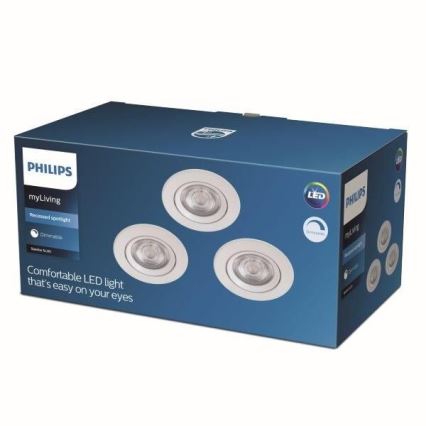 Philips - SET 3x Spot à intensité variable LED encastrable LED/5W/230V 2700K