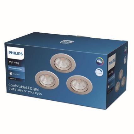 Philips - SET 3x Spot encastrableà intensité variable LED LED/5,5W/230V 2700K