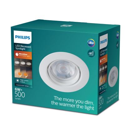Philips - Spot encastrable à intensité variable IMPALA Warm Glow 1xLED/6W/230V 2200K-2700K