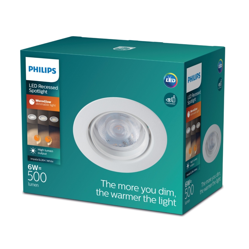 Philips - Spot encastrable à intensité variable IMPALA Warm Glow 1xLED/6W/230V 2200K-2700K