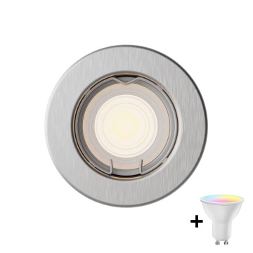 Philips - Spot encastrable LED RGBW dimmable PERIDOT 1xGU10/6,5W/230V argenté + télécommande