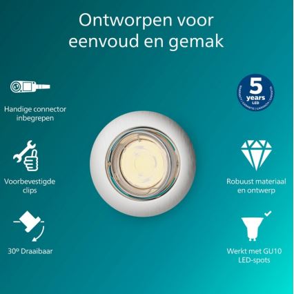 Philips - Spot encastrable PERIDOT 1xGU10/7W/230V argenté