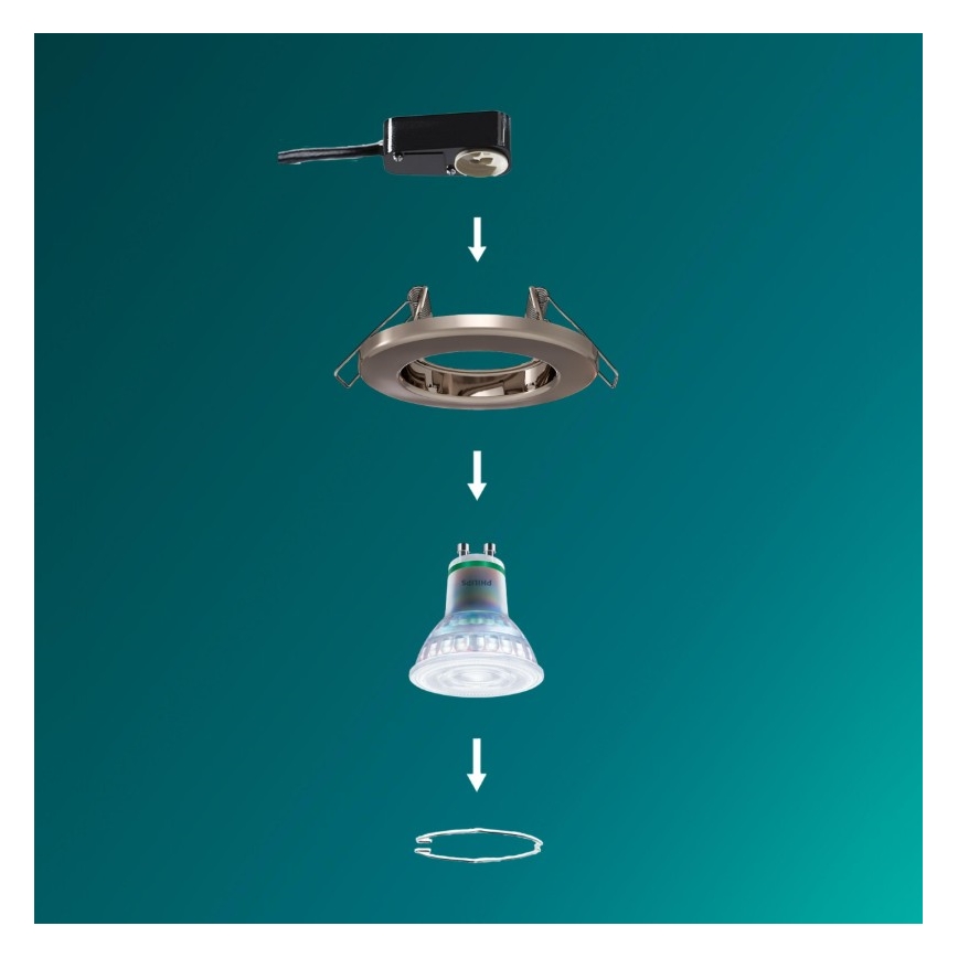 Philips - Spot encastrable LED RGBW dimmable PERIDOT 1xGU10/6W/230V argenté + télécommande