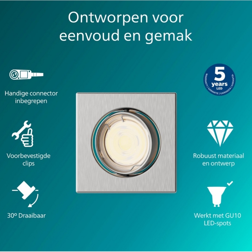 Philips - Spot encastré PERIDOT 1xGU10/7W/230V argenté