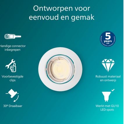 Philips - Spot encastré PERIDOT 1xGU10/7W/230V blanc