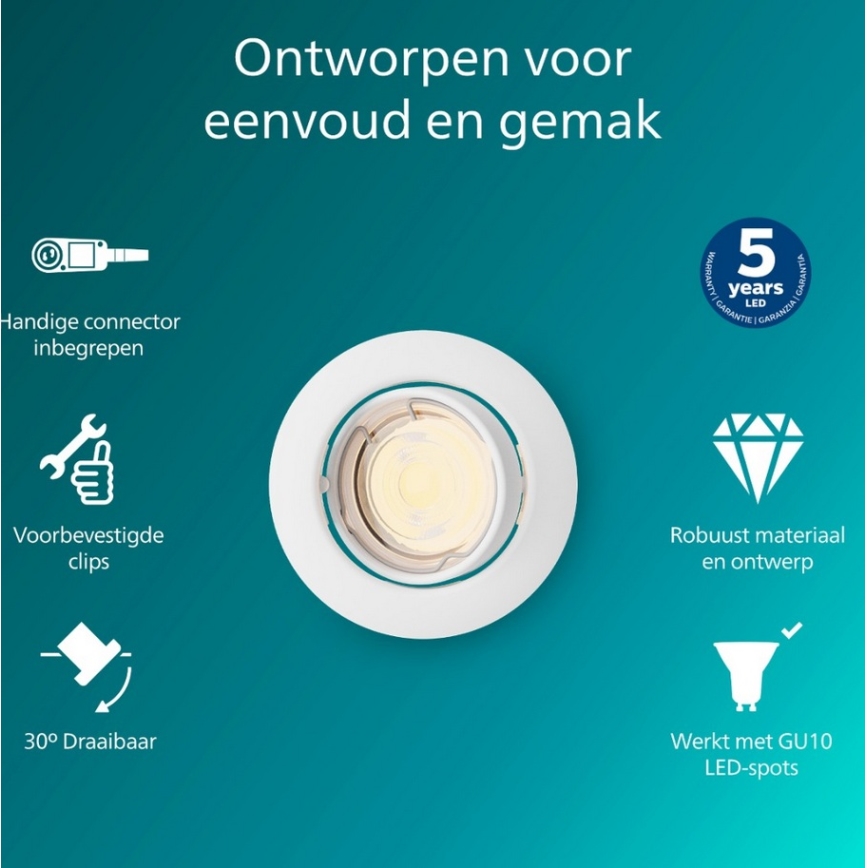 Philips - Spot encastré PERIDOT 1xGU10/7W/230V blanc