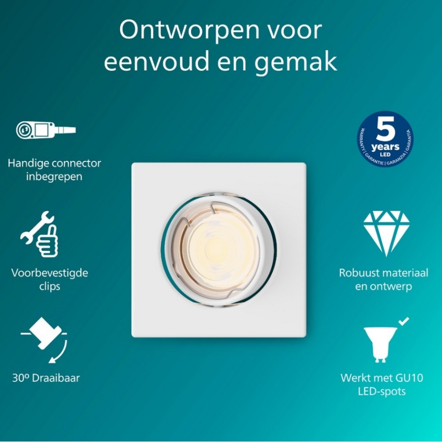 Philips - Spot encastré PERIDOT 1xGU10/7W/230V blanc