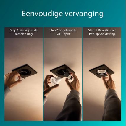 Philips - Spot encastré PERIDOT 1xGU10/7W/230V noir