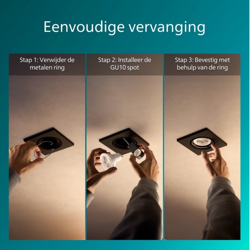 Philips - Spot encastré PERIDOT 1xGU10/7W/230V noir