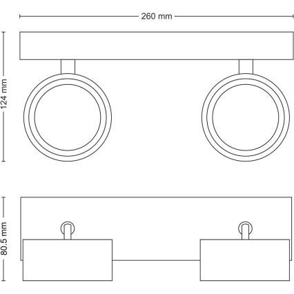 Philips - Spot LED 2xLED/5,5W/230V noir