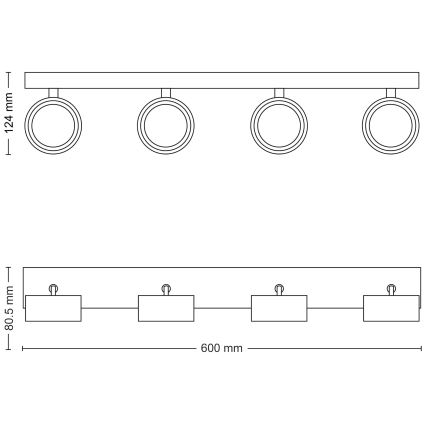 Philips - Spot LED 4xLED/5,5W/230V noir