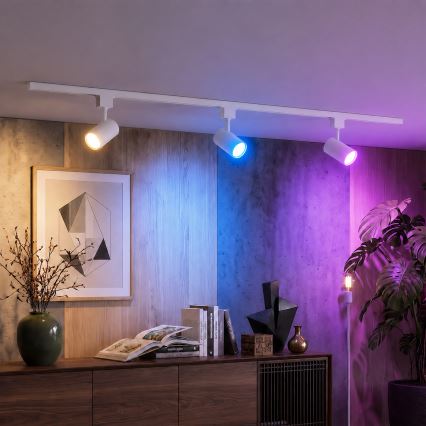 Philips - Spot LED RGBW dimmable pour rail EASYLINK HUE 3x GU10 / 4,7 W / 230 V 2200-6500 K 1 m blanc + pont Hue