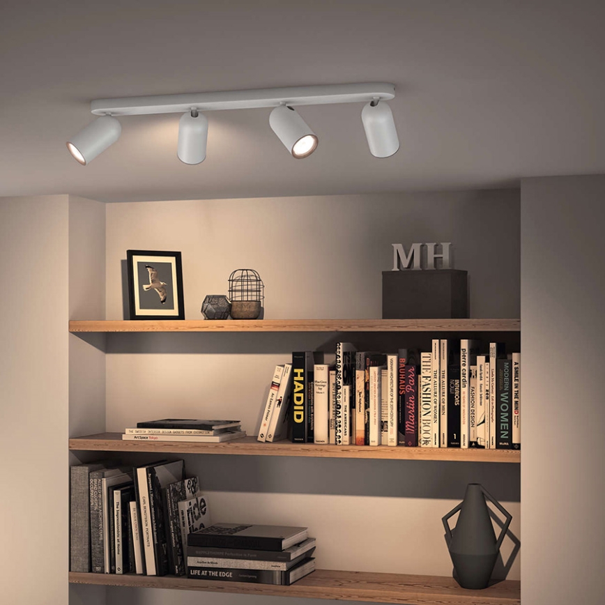 Philips - Spot LED RGBW dimmable PONGEE 4xGU10/4,8W/230V 3000K blanc + télécommande