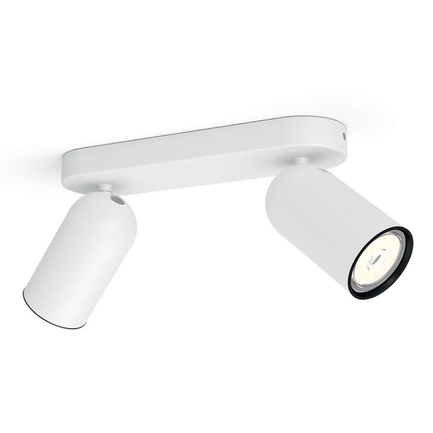 Philips - Spot LED RGBW dimmable PONGEE, 2x GU10, 4,8 W, 230 V, 3000 K, blanc, avec télécommande