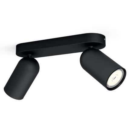 Philips - Spot LED RGBW à intensité variable PONGEE 2xGU10/4,8W/230V 3000K noir + télécommande
