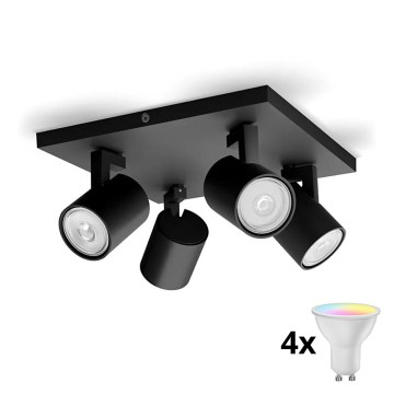 Philips - Spot LED RGBW dimmable RUNNER 4xGU10/6,5W/230V 2700-6500K noir