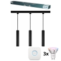 Philips - Suspension LED RGBW dimmable pour système de rails EASYLINK HUE 3x GU10/4,7W/230V 2200-6500K 1 m noir + Hue Bridge