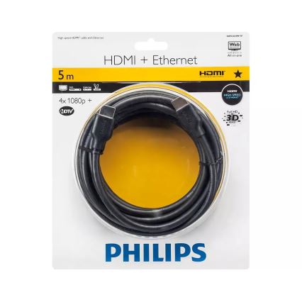 Philips SWV2434W/10 - Câble HDMI avec Ethernet, connecteur HDMI 1.4 A 5m noir