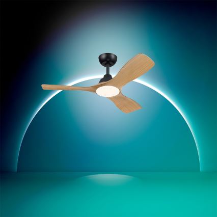 Philips - Ventilateur de plafond LED dimmable OLAS LED/24W/230V Ø 106 cm noir/marron + télécommande