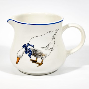 Pichet en céramique Alena 750 ml blanc avec un motif d'oie