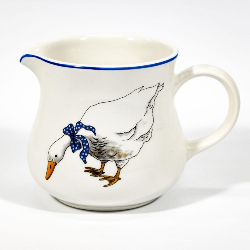Pichet en céramique Alena 750 ml blanc avec un motif d'oie