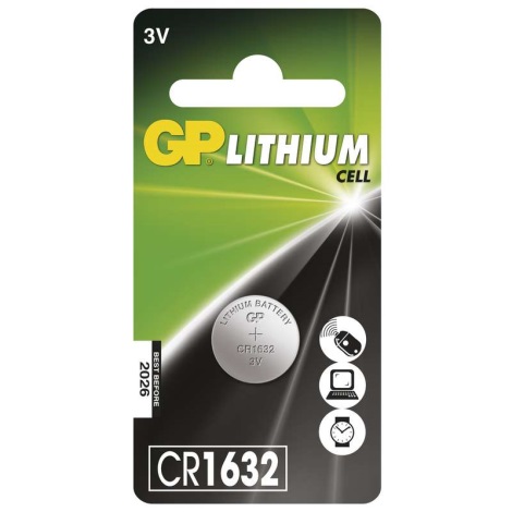 Pile bouton lithium CR1632 GP LITHIUM 3V/140 mAh